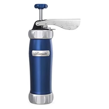 Marcato 8307BL Atlas Deluxe Biscuit Maker Press, Made in Italy, Includes 20 Cookie Disc Shapes, Blue