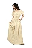 Reminisce Renaissance Peasant Faire Gown Boho Hippie Sun Dress (L/XL, Cream)