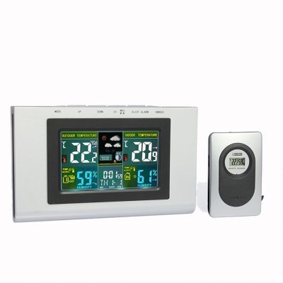 Weather Forecast Clock Creative Home Wireless Temperature and Humidity Meter LCD Electronic Screen