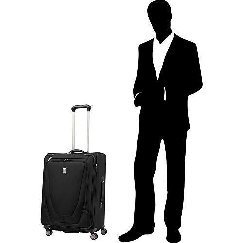 Travelpro Crew 11-Softside Expandable Luggage with Spinner Wheels, Black, Checked-Medium 25-Inch