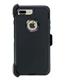 WallSkiN 1227uiijj Turtle Series Cases for iPhone 7 Plus/iPhone 8 Plus (Only) Full Body Protection with Kickstand & Holster - Shadow (Black/Black)