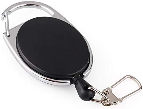Retractable Metal Keychain Badge Holder - Steel Recoil Ring With Belt Clip