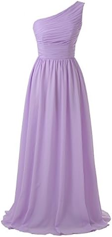 Kiss Dress Women's Long Bridesmaid Dresses One Shoulder Chiffon Evening Gowns