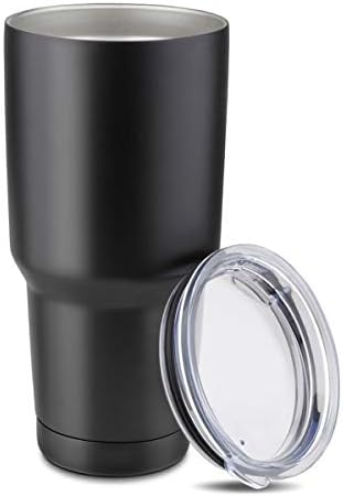 COMOOO 30oz Double Wall Vacuum Insulated Travel Mug - Stainless Steel Tumbler with Lid Coffee Cup for Cold & Hot Drinks (Black,1 Pack)