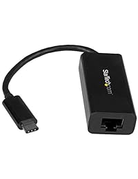 startech USB C a Gigabit Adaptador de conector Ethernet con suministro de alimentación (USB PD) Power Pass a través de carga usc c Ethernet, Negro Estándar