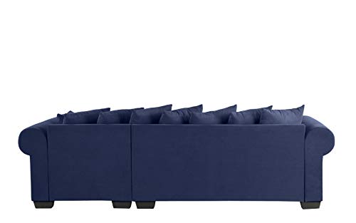 Modern Large Microfiber Sectional Sofa, L-Shape Couch with Extra Wide Chaise Lounge (Navy)