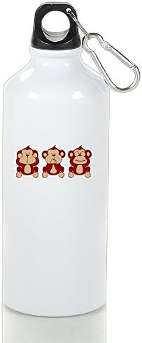 Queline Cute Monkey See No Evil Aluminum Sports Water Bottle Great For Outdoor And Sport Activities