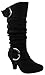 Top Moda Shoes Women's Auto-8 Zipper Closure Mid Heel Boots with Buckle Decorations
