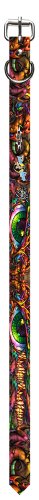 Perri's Tattoo Johhny Leather Pet Collar with Hi-res Vinyl Imaging, Green Eyes, 18-Inch