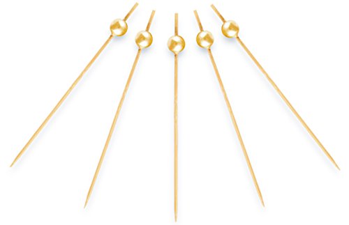 PuTwo-Cocktail-Picks-Handmade-Bamboo-Appetizer-Toothpicks-100-Counts-47-Yellow-Pearls