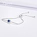 Caperci Adjustable Sterling Silver Cushion Blue Sapphire Jewelry Bolo Bracelet for Women