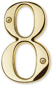 4 In. House Number 8, Solid Brass, Polished Brass Finish - - Amazon.com