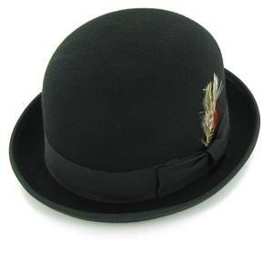 Belfry Deuce 100% Wool Felt Stingy Brim Men’s Derby Bowler Hat in 4 Sizes and 2 Colors Large Black