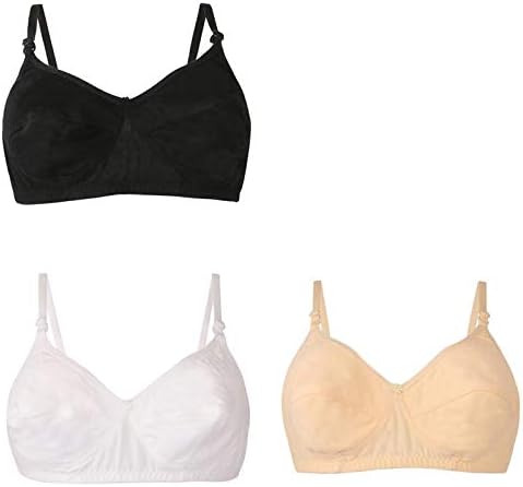 Women's Hosiery Wire Free Regular Strap Bra Combo (Pack of 3)