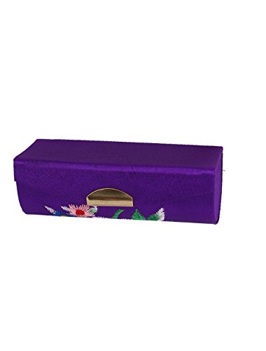 uxcell Women Floral Embroidered Lipstick Lip Stick Case Holder Box Purple