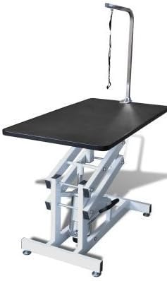 SKB Family Hydraulic Adjustable Pet Dog Grooming Table with 1 Noose Swivel ribbed rubber surface adjustable security castors durables