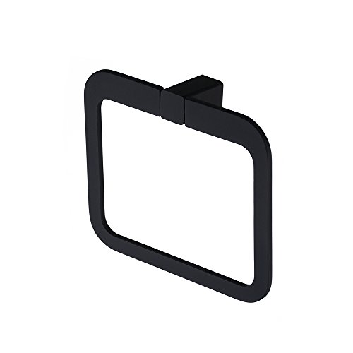 Beelee Hand Towel Ring Wall Mount 8 inch Matte Black Towel Holder Bath Accessories