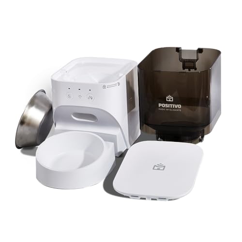 Smart Alimentador Pet Wi-Fi Positivo Casa Inteligente, Agendamento de Porções por App, Gravador de Voz, 4L, Sensor antiobstrução, Tigela removível – Compatível com Alexa e Google Assistente