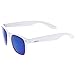 zeroUV Retro Large Square Colored Mirror Lens Horn Rimmed Sunglasses 55mm (White/Blue Mirror)