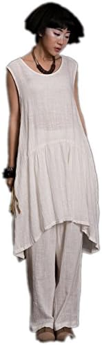 VenuStar Women Cotton Linen Maxi Dress Casual Irregular Plus Size Boho Dresses S-5XL (one Size, 05-White)