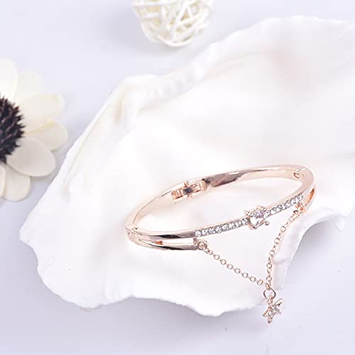 Crystal Bracelets, Synthetic Crystal Diamond Bangle Bracelet, Star Shape Drop Bracelet for Women/Men/Best Friend