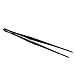 O'Creme 10 Inch Black Precision Stainless Steel Kitchen Tweezer Tongs with Serrated Tips for Gripping