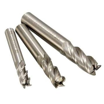 Generic 3Pcs Hss Straight Shank End Mill Cutter 4 Flute End Mill Cutter 8/10/12 Mm Cnc Tool