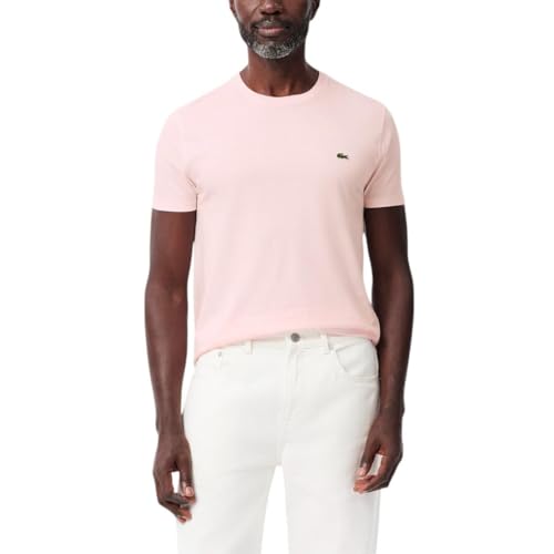 Lacoste Mens Short Sleeve Crew Neck Pima Cotton Jersey T-Shirt, Flamingo, X-Large