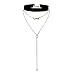 VK Accessories 3 Sets Multilayered Lace Chokers Necklace Gold Bar and Love Crystal Pedant Velvet Chokers