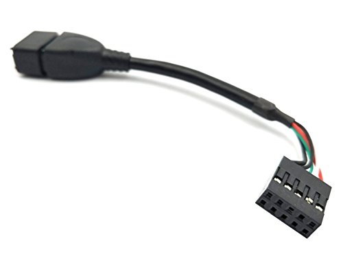 Duttek (2-Pack) 10CM USB 2.0 Type A Female to Dupont 9 Pin Female Header Motherboard Cable Cord (AF/9Pin 0.1M)