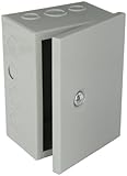 BUD Industries JBH-4956-KO Steel NEMA 1 Sheet Metal Box with Knockout and Hinged Cover, 6" Width x 8" Height x 4" Depth, Gray Finish (Misc.)