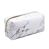 HP95 Multifunction Marble Makeup Pouch Zipped Travel Cosmetic Brush Bag Marble Pencil Pen Pouch Case Stationery Bag (B)