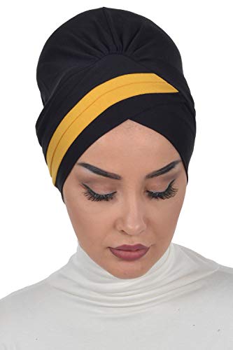 Instant Turban Cotton Scarf Head Wrap Cancer Chemo Headwear Two Colr Black Mstrd