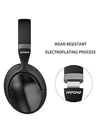 Mpow H5 [actualización] Auriculares activos con cancelación de ruido, auriculares inalámbricos ANC Over Ear con Bluetooth con micrófono, elegantes y con aspecto electrochapado, almohadillas de proteínas para viajes, trabajo, ordenador, casa, Negro