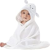 Organic Bamboo Baby Hooded Towel | Ultra Soft and Super Absorbent Toddler Hooded Bath Towel with Cute Lamb Face Design | Great Infant/Newborn Shower Present for Boy or Girl
