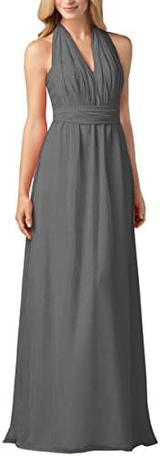 LoveBride Sexy Long Chiffon Bridesmaid Dresses Multiway Wrap A Line Evening Cocktail Party Dresses (Dark Gray,14)
