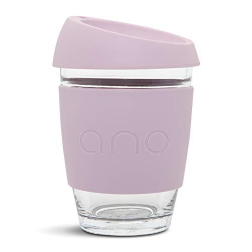 Ano Reusable Glass Coffee Cup 100% Plastic Free (Dusk, 12oz)