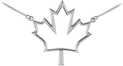 Polished 925 Sterling Silver Open Design Maple Leaf Necklace