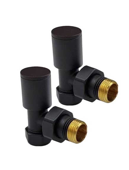Manissa Kirby Black Angled Towel Rail Valves 1/2" /15mm Radiator valves Solid Brass