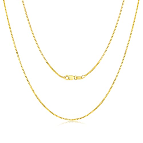 BORUO 925 Sterling Silver Box Chain Necklace, 1mm 1.5mm Italian Chain with Lobster Claw Clasp 14-30 Inch/Silver Chain Necklace, Gold Chain Necklace For Women
