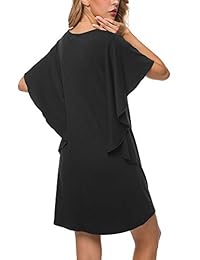 Alice & Elmer Vestido de fiesta informal con cuello en V y manga con volantes, para mujer