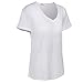Meaneor Women's V Neck Short Sleeve Plus Size Solid Color Roll UP Sleeve Casual Tops White XL
