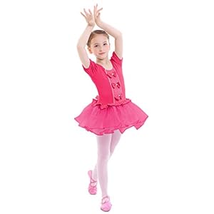 OBEEII Meisjes Ballet Strakke Turnpakje Strik Tule Gesplitste Tutu Rok Gymnastiek Dansjurk Peuter Kids Ballerina Fancy…
