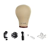 Wig Head Cork Canvas Block Head with Stand for Wig Making,Styling and Display, Mannequin Head with Mount Hole (22")