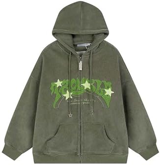 Amazon.com: Hip Hop Zip Up Hoodie Jacket Y2K Grunge Vintage Star