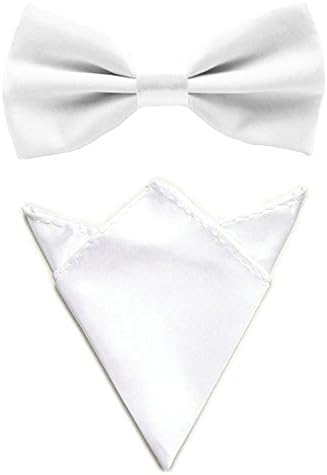 szzqdzswMen Satin Solid Color Pre-tied Tuxedo Bowtie Bow Tie Handkerchief Pocket Square Set