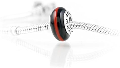 Thin Line Red Serge Proud RCMP Charm: Exquisite Italian Glass and Sterling Silver
