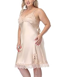 ABC-STAR Women's Plus Size Satin Slip Nightgown