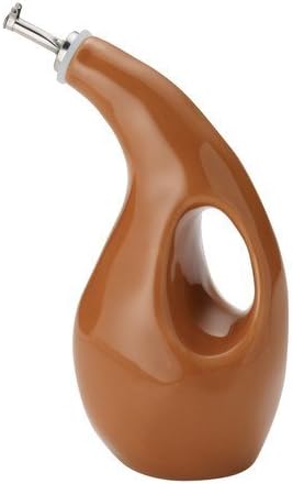New 24 Ounce Cucina Stoneware Pumpkin Orange Stainless Steel Virgin Oil Curve Bottle