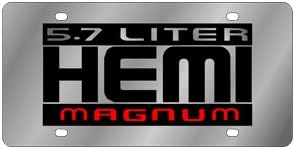 Eurosport Daytona- Compatible with -, New Dodge 5.7 HEMI Magnum 5.7 Badge - Stainless Steel License Plate